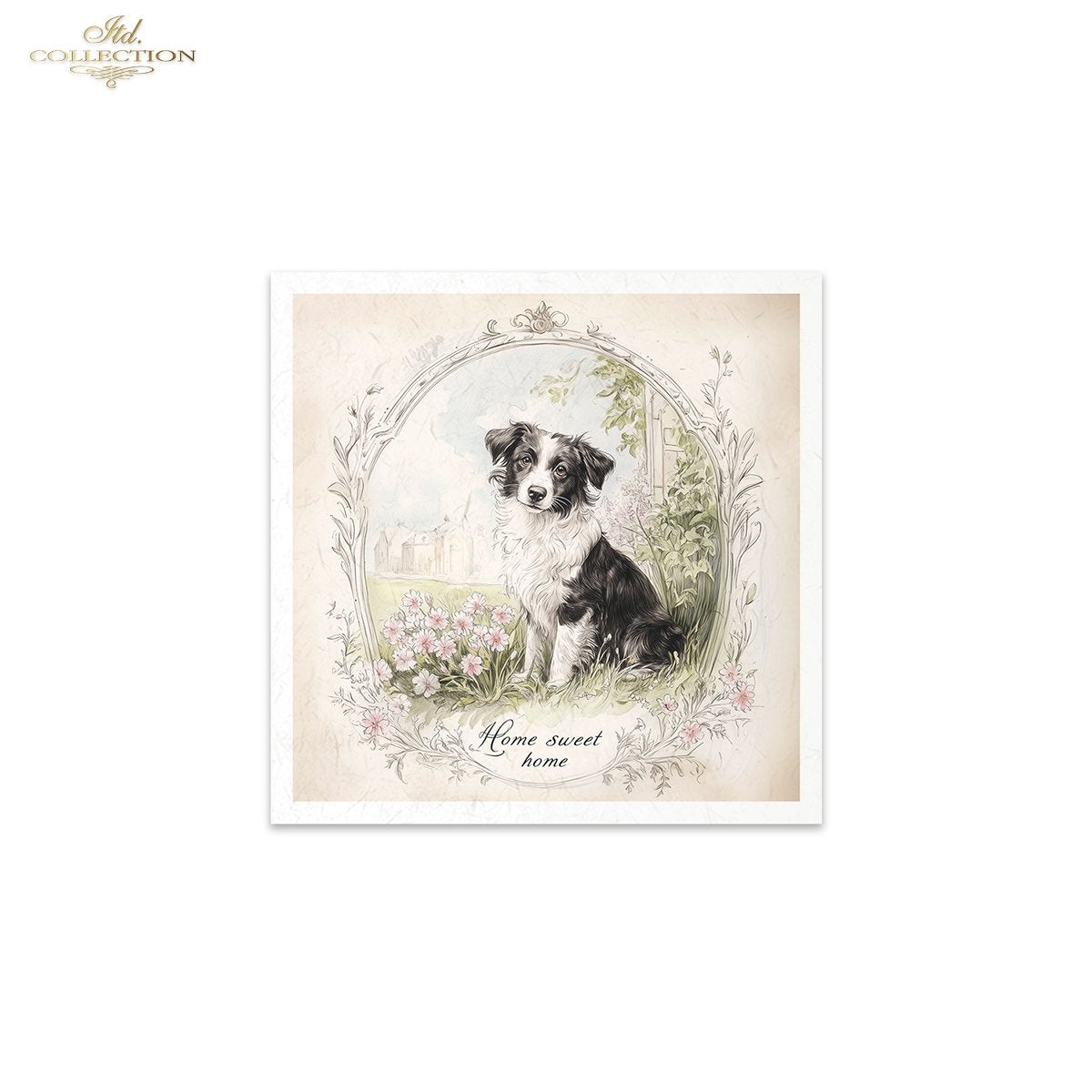ITD Collection, Rice Paper, Mini Set, Dogs, Puppies, Frames, Vintage Style, 6 Sheets, 5x8, RSM119, Decoupage, Mixed Media, RSM166
