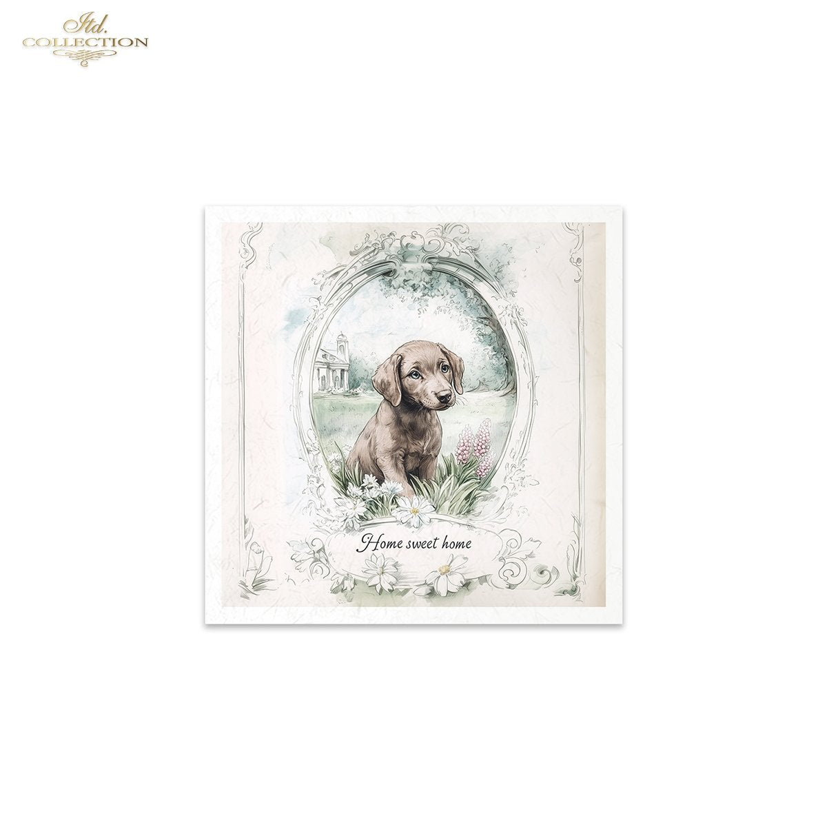 ITD Collection, Rice Paper, Mini Set, Dogs, Puppies, Frames, Vintage Style, 6 Sheets, 5x8, RSM119, Decoupage, Mixed Media, RSM166