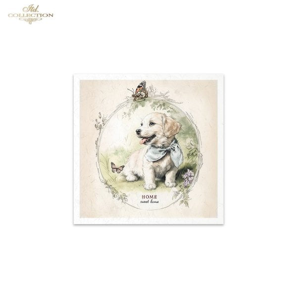 ITD Collection, Rice Paper, Mini Set, Dogs, Puppies, Frames, Vintage Style, 6 Sheets, 5x8, RSM119, Decoupage, Mixed Media, RSM166