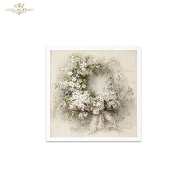 ITD Collection Rice Paper, Mini Set, Floral Wreaths, Shabby Chic, Vintage Decoration, 6 Sheets, 5x8, Decoupage, Mixed Media