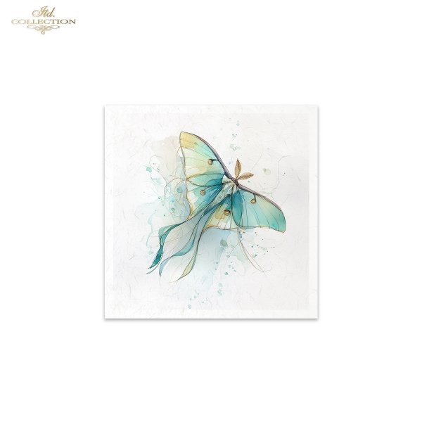 ITD Collection Rice Paper, Mini Set, Watercolor Butterflies, Butterfly Motifs, 6 Sheets, 5x8, Decoupage, Mixed Media