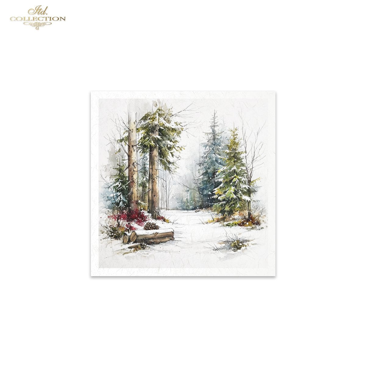 ITD Collection Rice Paper Mini Set | Decoupage, Mixed Media, Christmas Winter, Forest, Cabin Scenes, 6 Sheets 5.8 x 5.8 inches