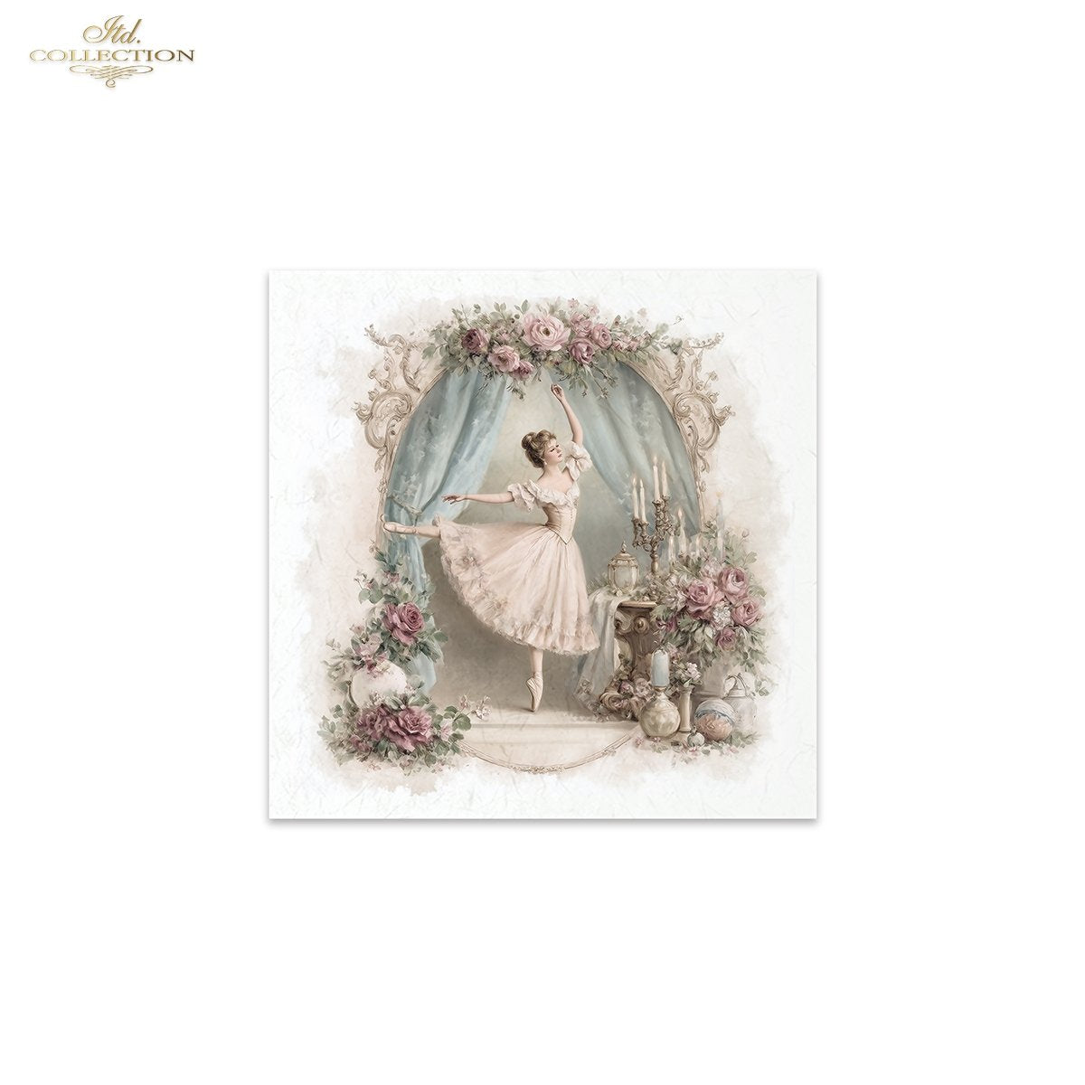 ITD Collection Rice Paper Mini Set | Decoupage, Mixed Media, Watercolor Dancers, Ballerinas, Flowers, 6 Sheets 5.8 x 5.8 inches