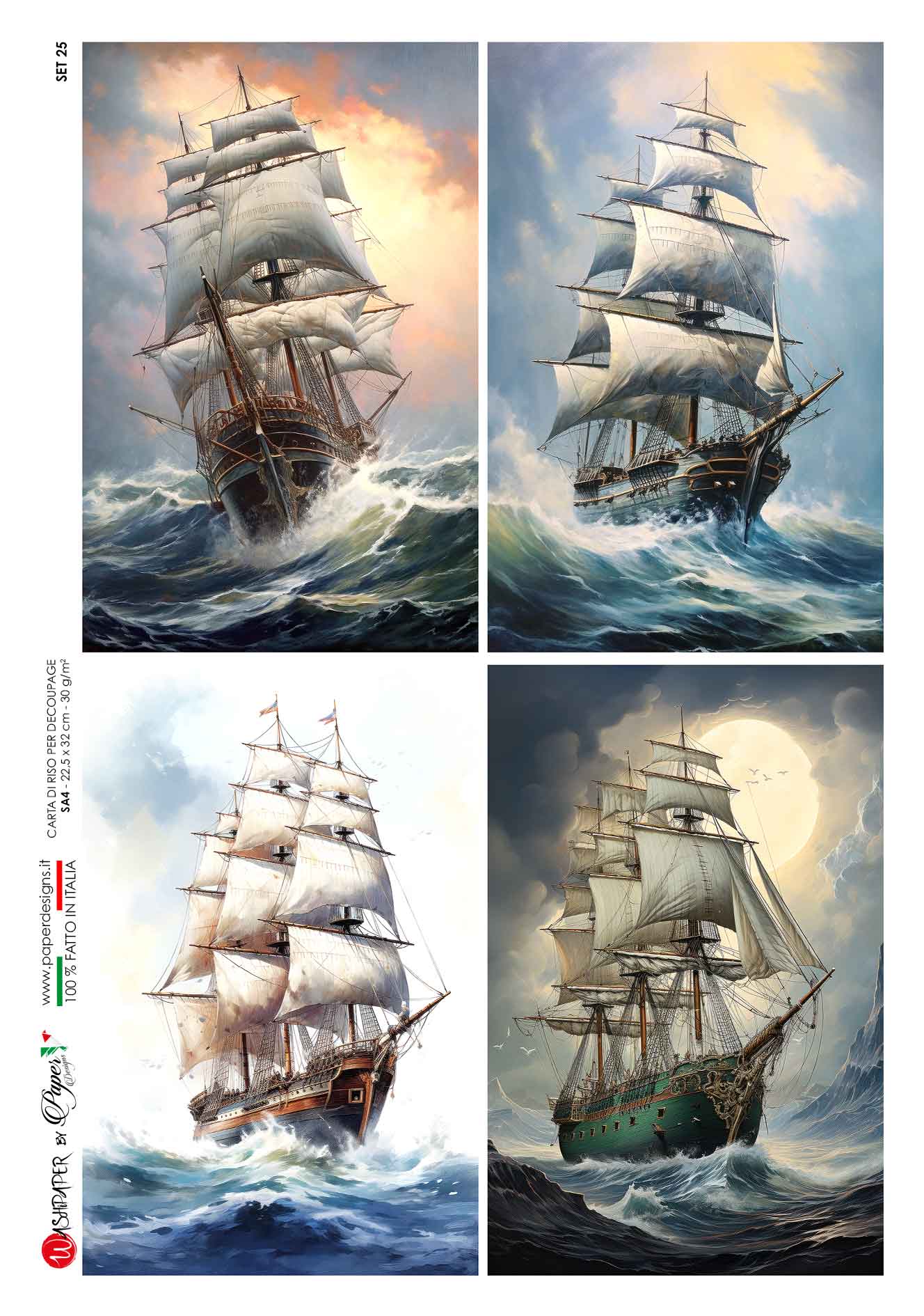 Paper Designs, Rice Paper, Ships, Sea, Ocean, Sailing, Custom Printed for HHT, A4, 8.3" X 11.7 Decoupage, Mixed Media, Crafts