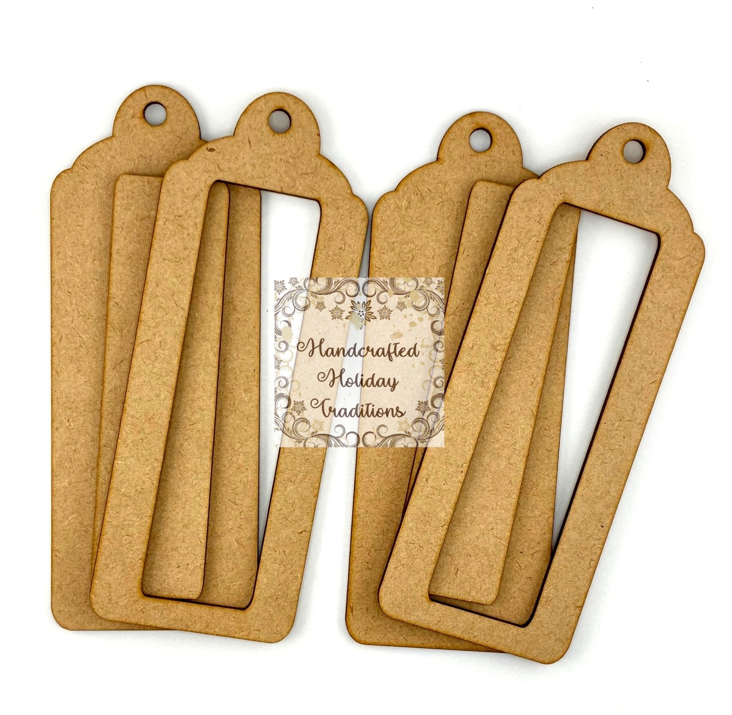 Laser Cut MDF, Framed Tags, Set 2, Slim Elongated, 3 pcs each, Canvas, Blank, Base, Decoupage, Crafts, Mixed Media, Gift Tags, 2 1/2 x 6 1/2