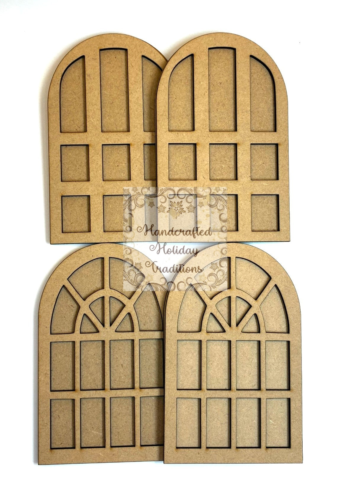 Laser Cut, MDF, Vintage Style, Arched Windows, Base Blank for Decoupage, Mixed Media, Scrapbooking, Set of 4 , 8 pieces