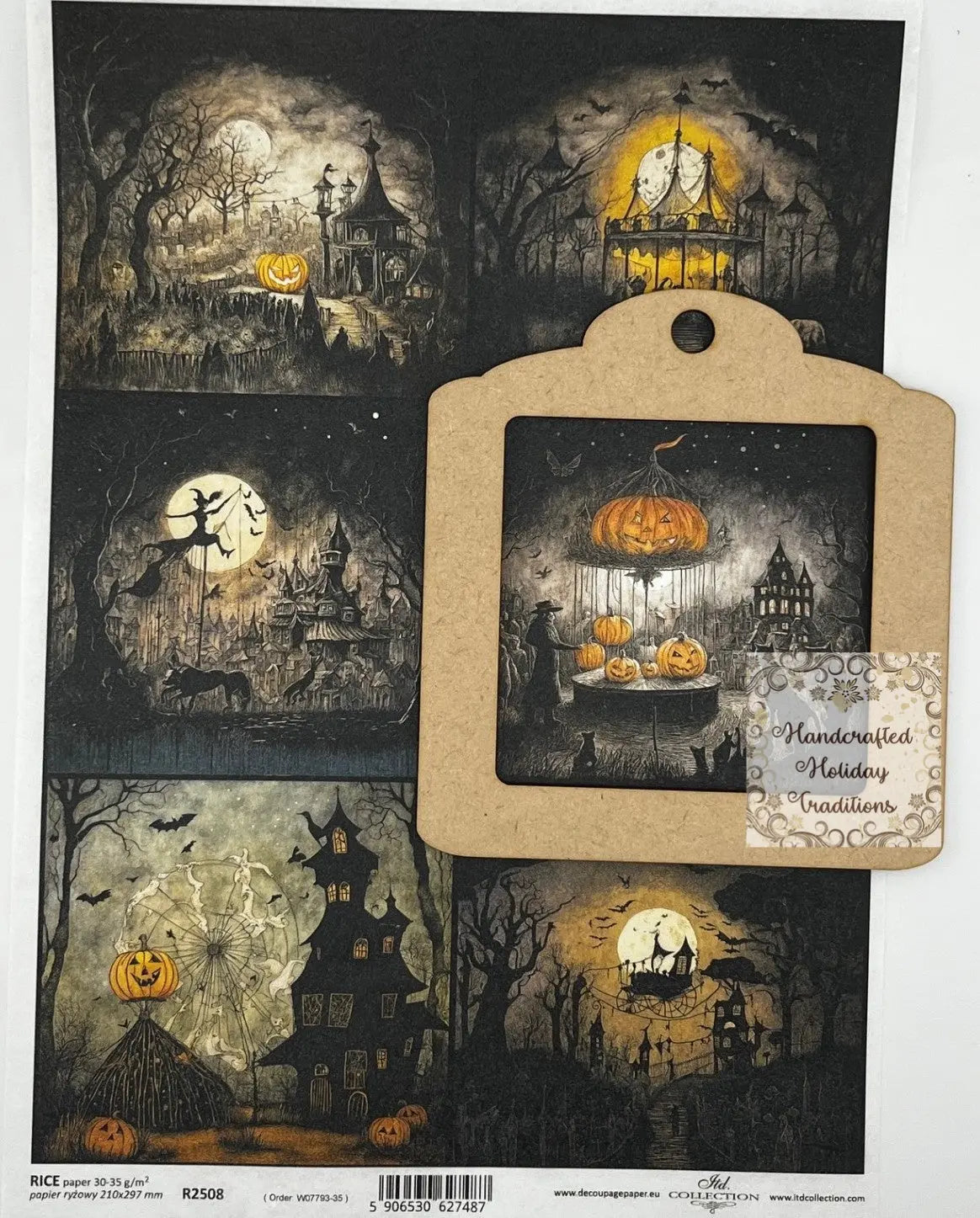 Laser Cut, MDF, Square, Framed Gift Tag, Ornament, Base, Blank, 3 pc, Decoupage, Mixed Media, Crafts, 5" x 5 1/2" Handcrafted Holiday Traditions