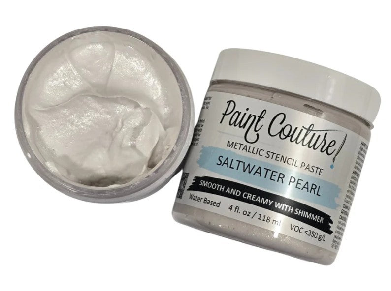 Paint Couture, Metallic, Stencil Paste, Aged Bronze, Arabian Gold, Copper Penny, Cranberry, Forest Green, Saltwater Pearl, 4 oz