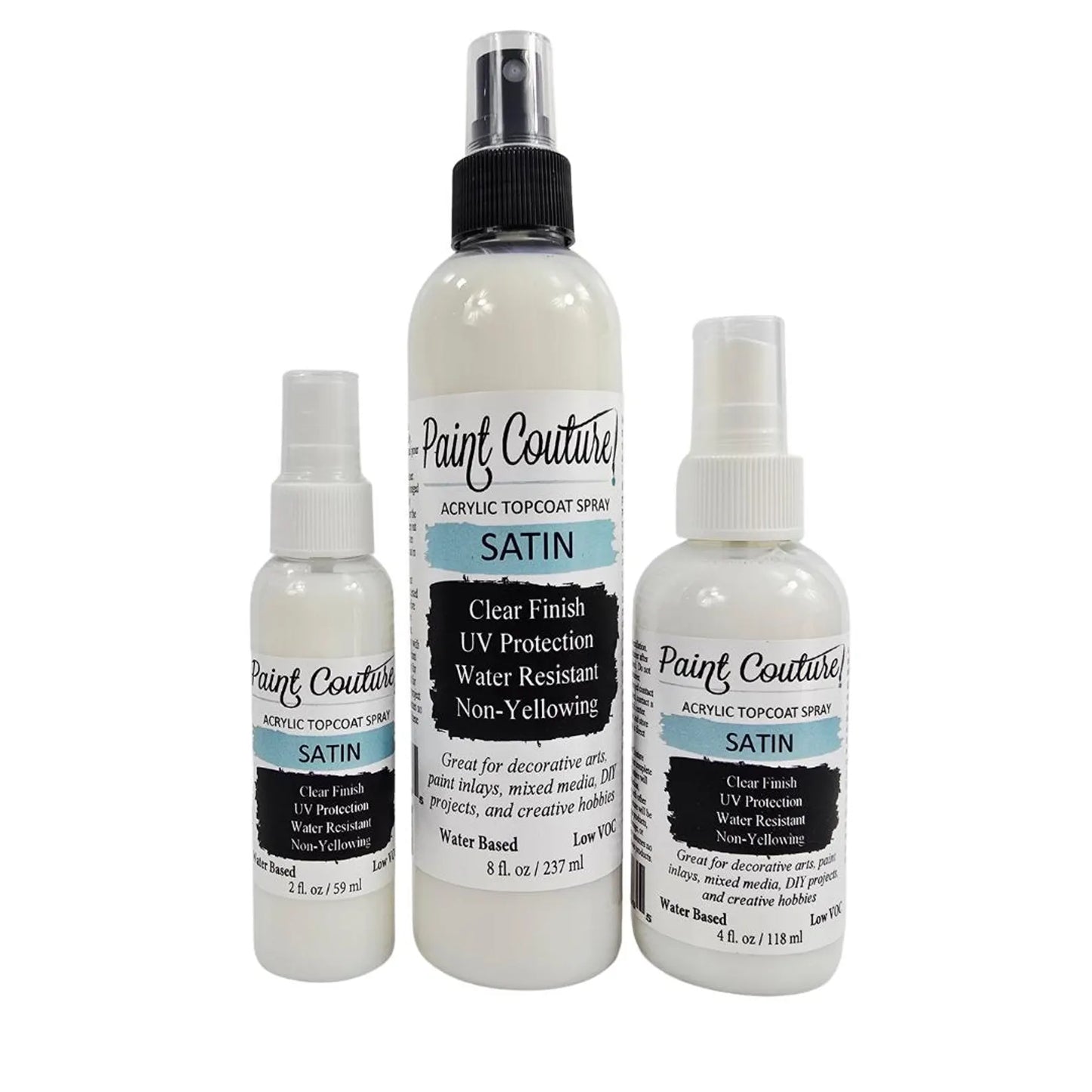 Paint Couture, Clear Acrylic Spray, Topcoat, Fine Mist Varnish, Satin, Gloss Finish