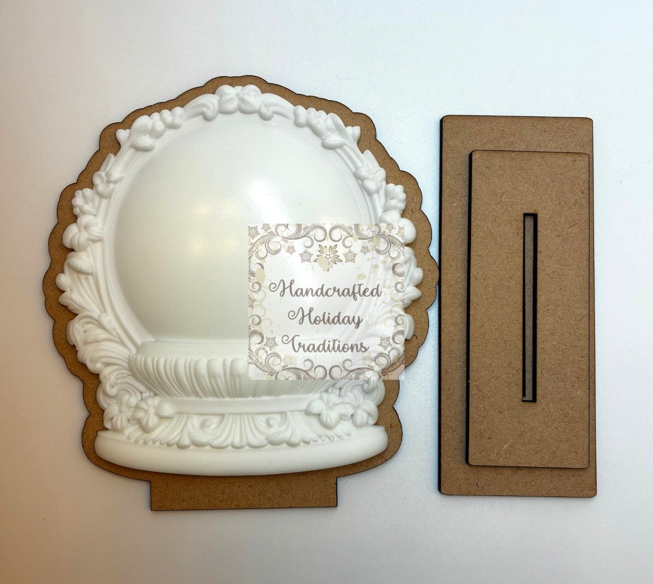 Laser Cut, MDF, Blank, Base, Standing, Snow Globe, IOD Castings, Christmas, Decoupage, Mixed Media, Winter, Holiday, Decorations, Set of 2