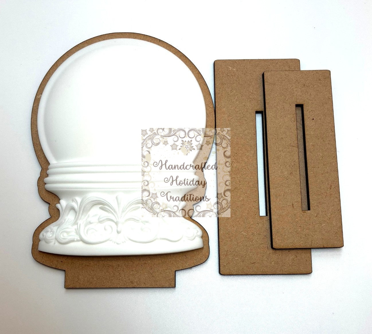 Laser Cut, MDF, Blank, Base, Standing, Snow Globe, IOD Castings, Christmas, Decoupage, Mixed Media, Winter, Holiday, Decorations, Set of 2