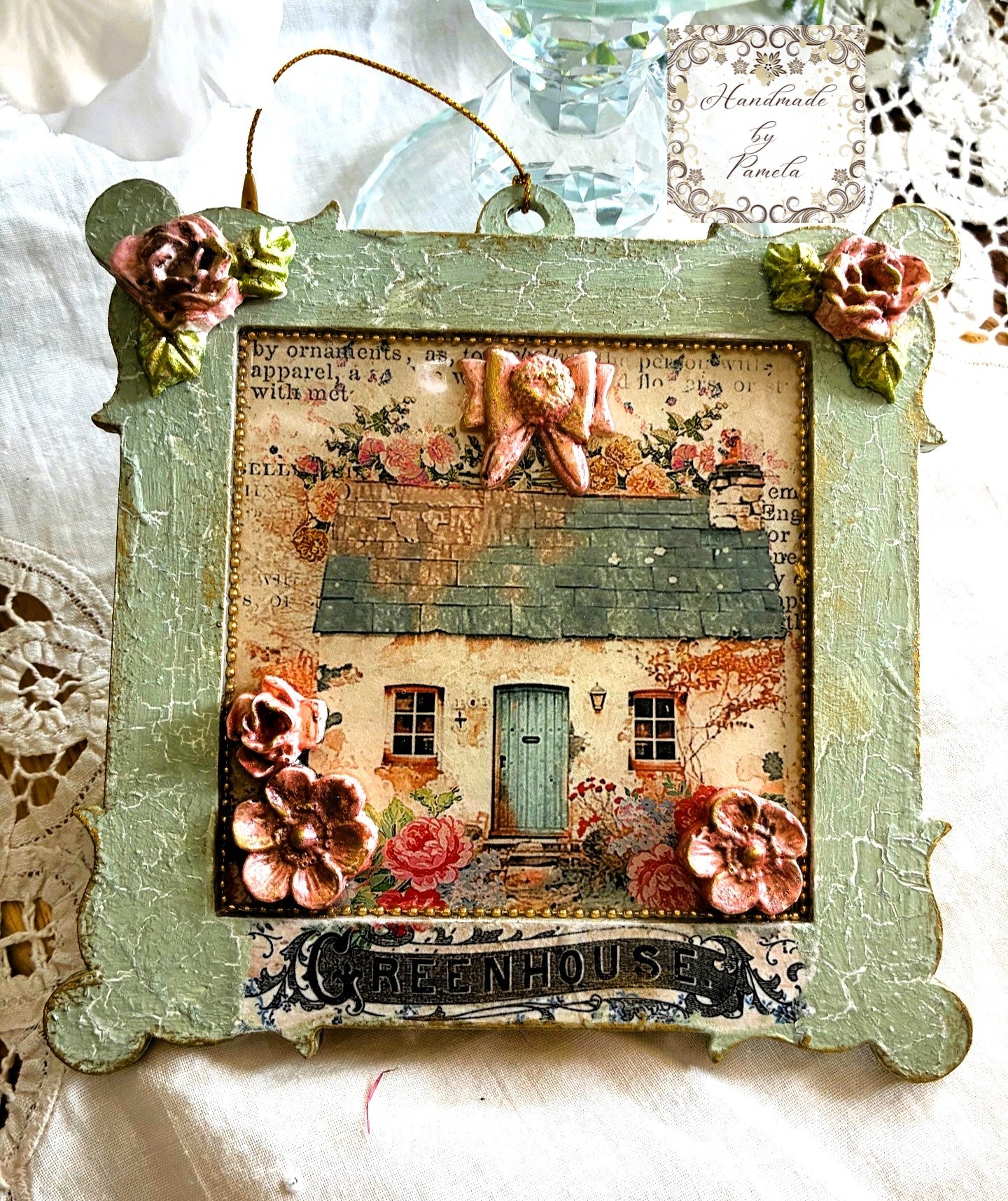 Laser Cut MDF Blank Base & Framed Ornament Set | Vintage Style Square Decoupage Craft Embellishments, 6" x 5 3/4