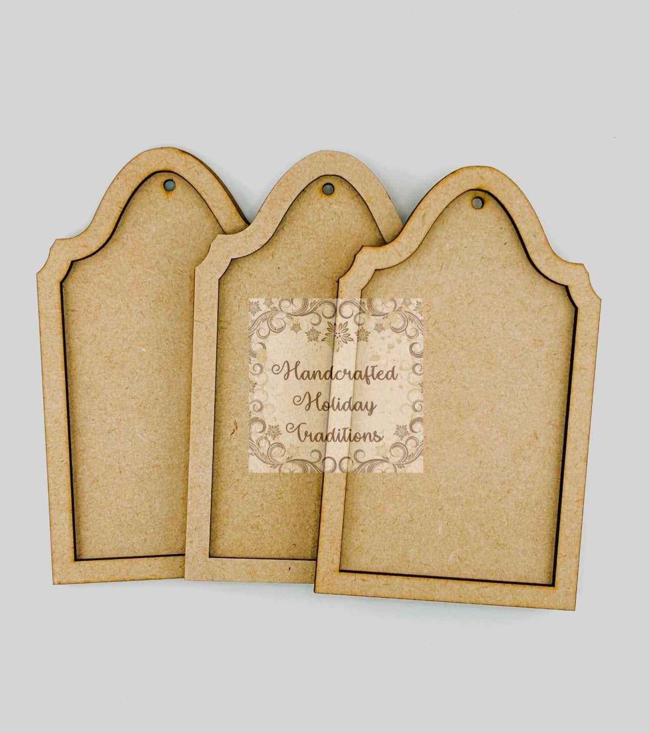 Laser Cut MDF, Framed Vintage Style Tags, Set 3, Canvas, Blank, Base, Decoupage, Crafts, Mixed Media, Gift Tags, 6 1/2"w x 5 3/4"h