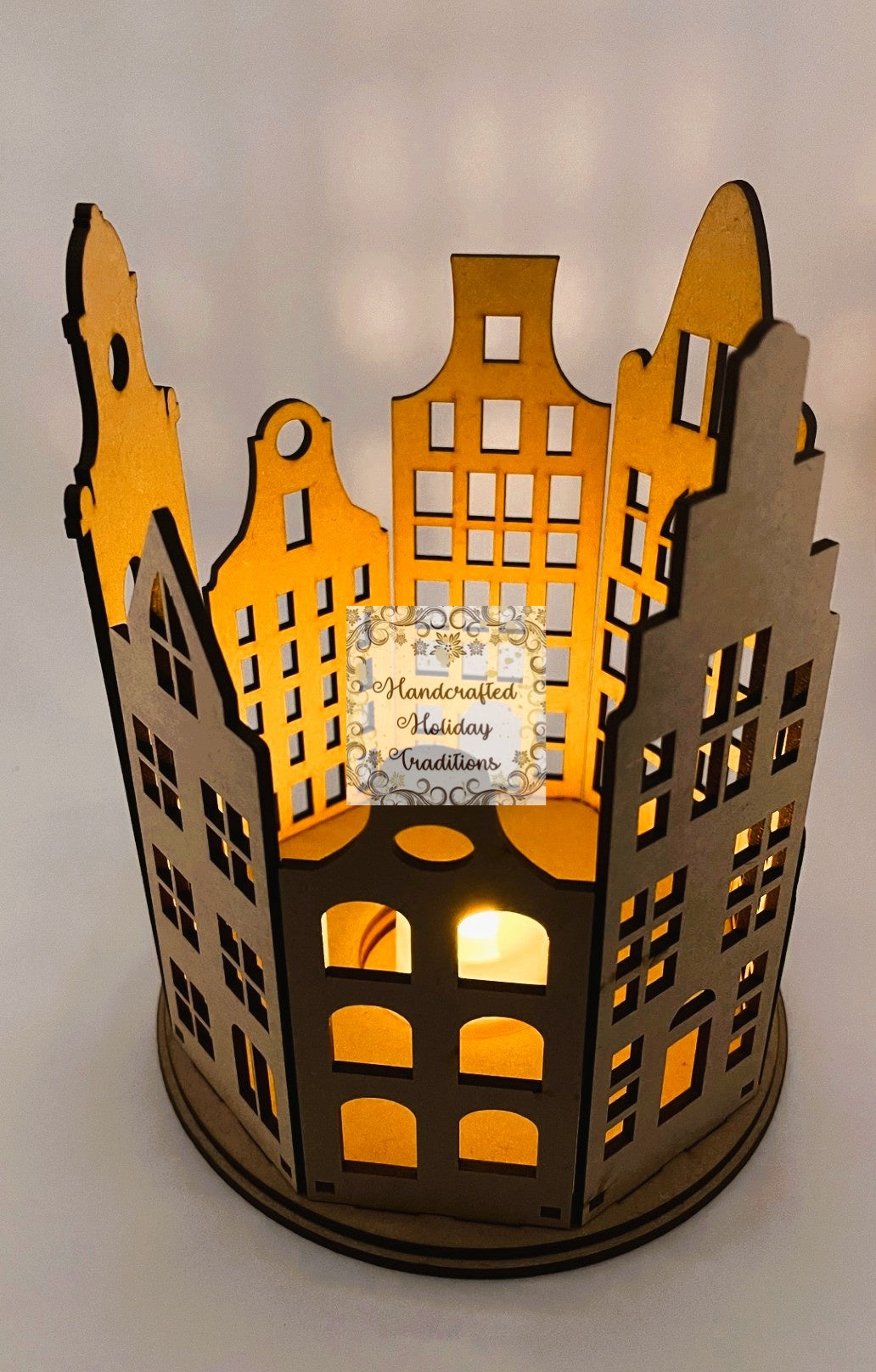 Laser Cut, MDF, Buildable Kit, Tenement Houses, City Scape, Candle Holder, Display, Blank, Base, Decoupage, Mixed Media, Crafts