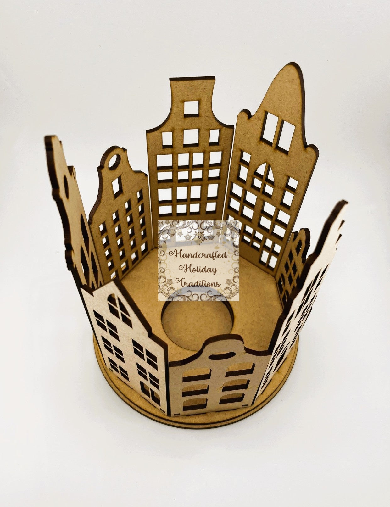 Laser Cut, MDF, Buildable Kit, Tenement Houses, City Scape, Candle Holder, Display, Blank, Base, Decoupage, Mixed Media, Crafts