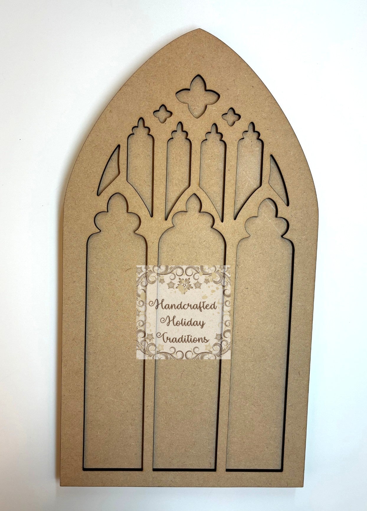 Laser Cut, MDF, Victorian Style, Cathedral, Church Windows, Plaque, Base, Blank, Decoupage, Mixed Media, 2 piece