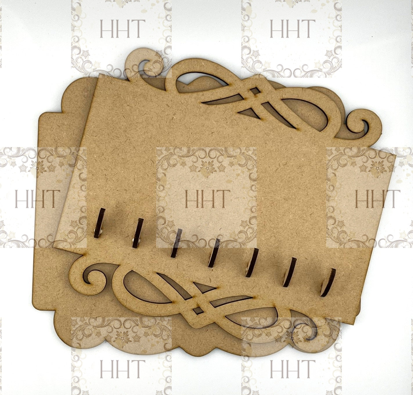 Laser Cut, MDF, Vintage Style, Key Holder, Hooks, Panel, Blank, Base, Plaque, 9 pc, Decoupage, Mixed Media, Crafts, 8 7/8"w x 7 1/2"h