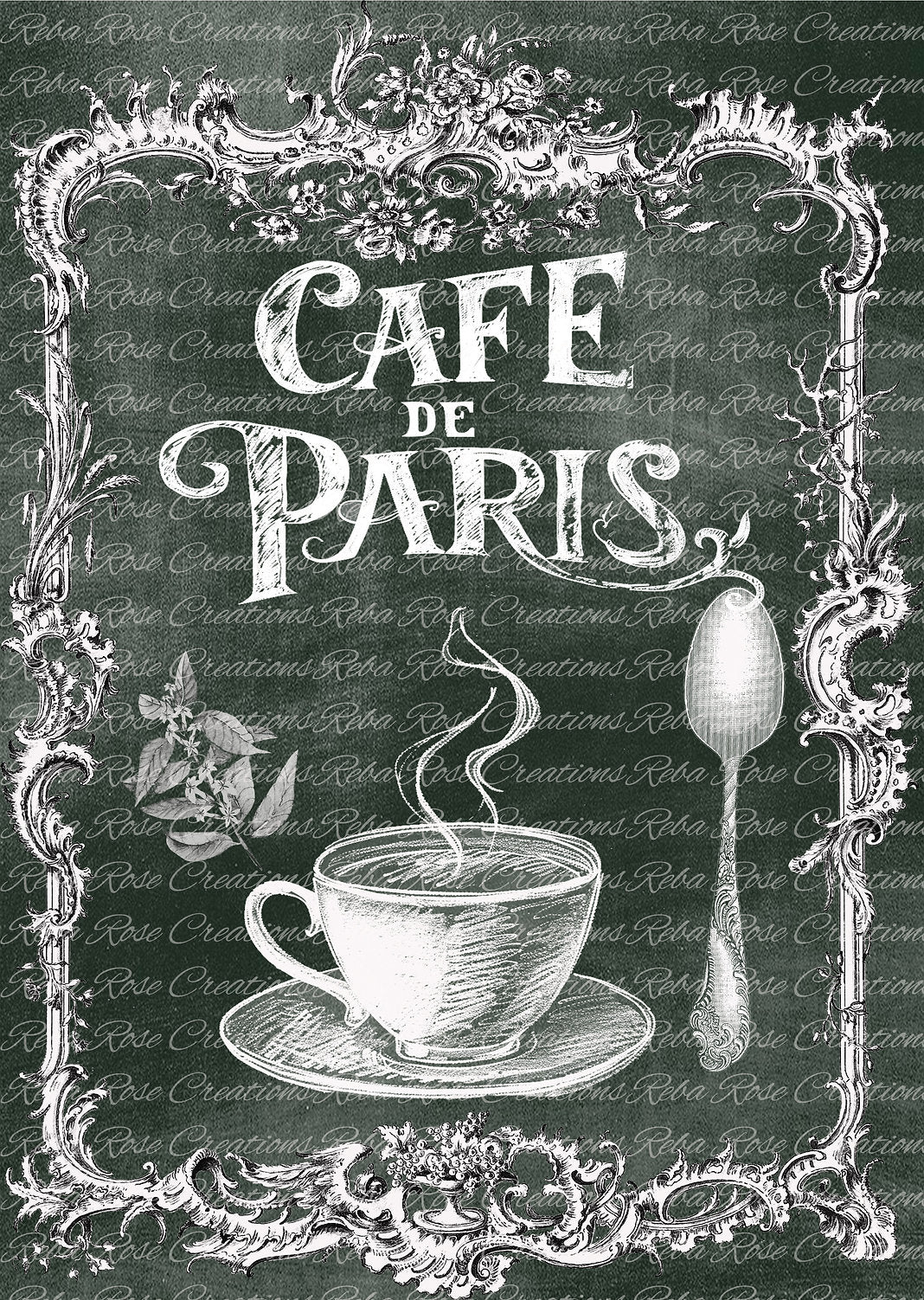 Reba Rose Creations, Rice Paper, Decoupage, Mixed Media, Cafe Paris