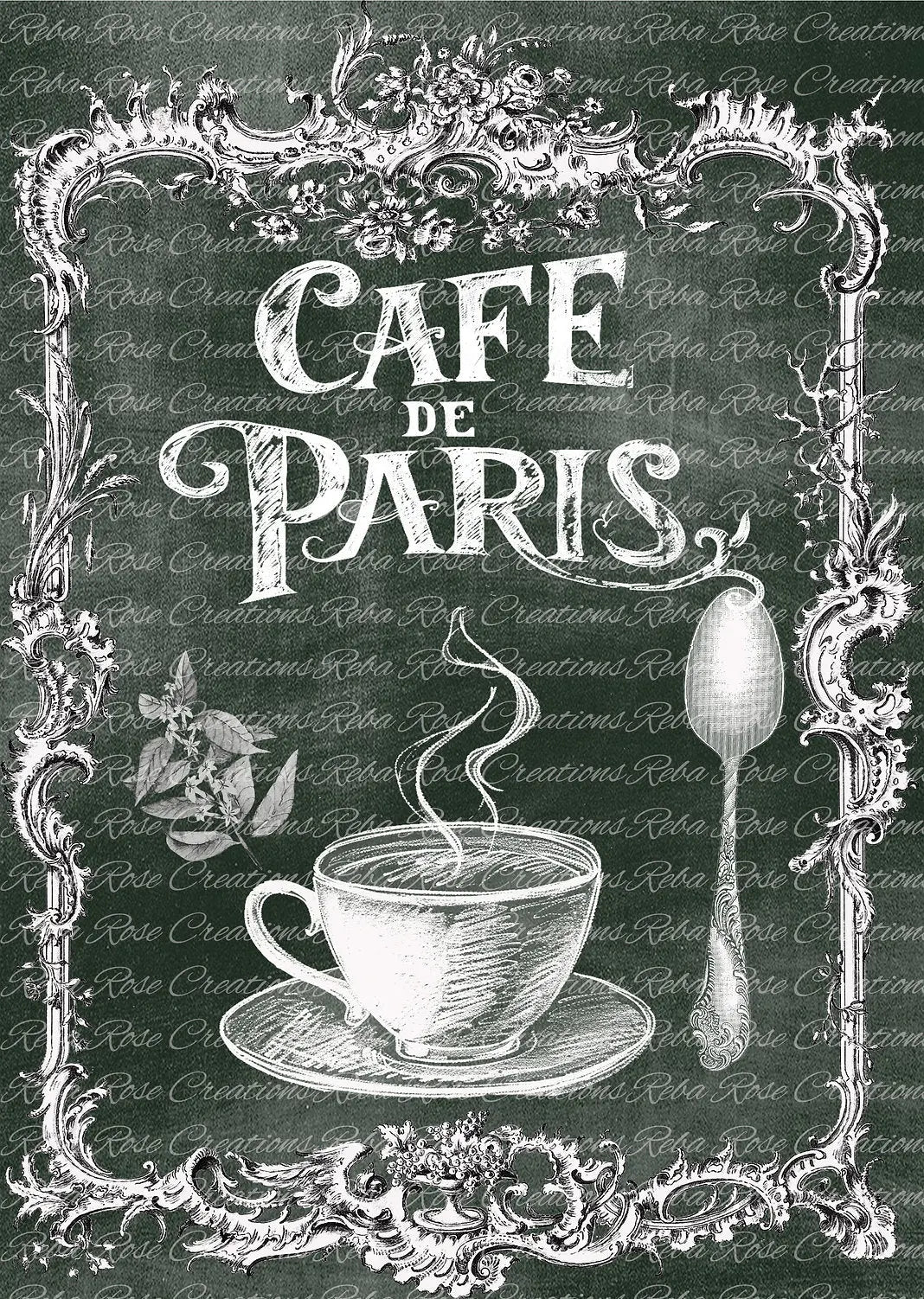 Reba Rose Creations, Rice Paper, Decoupage, Mixed Media, Cafe Paris Reba Rose