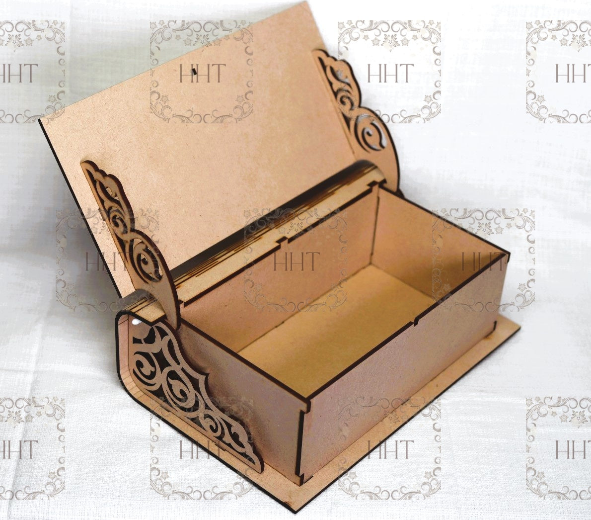 Laser Cut, MDF Book Box, Vintage Style, Base, Blank, Canvas, Decoupage, Mixed Media, Paintable, Craft Kit, Home Decor