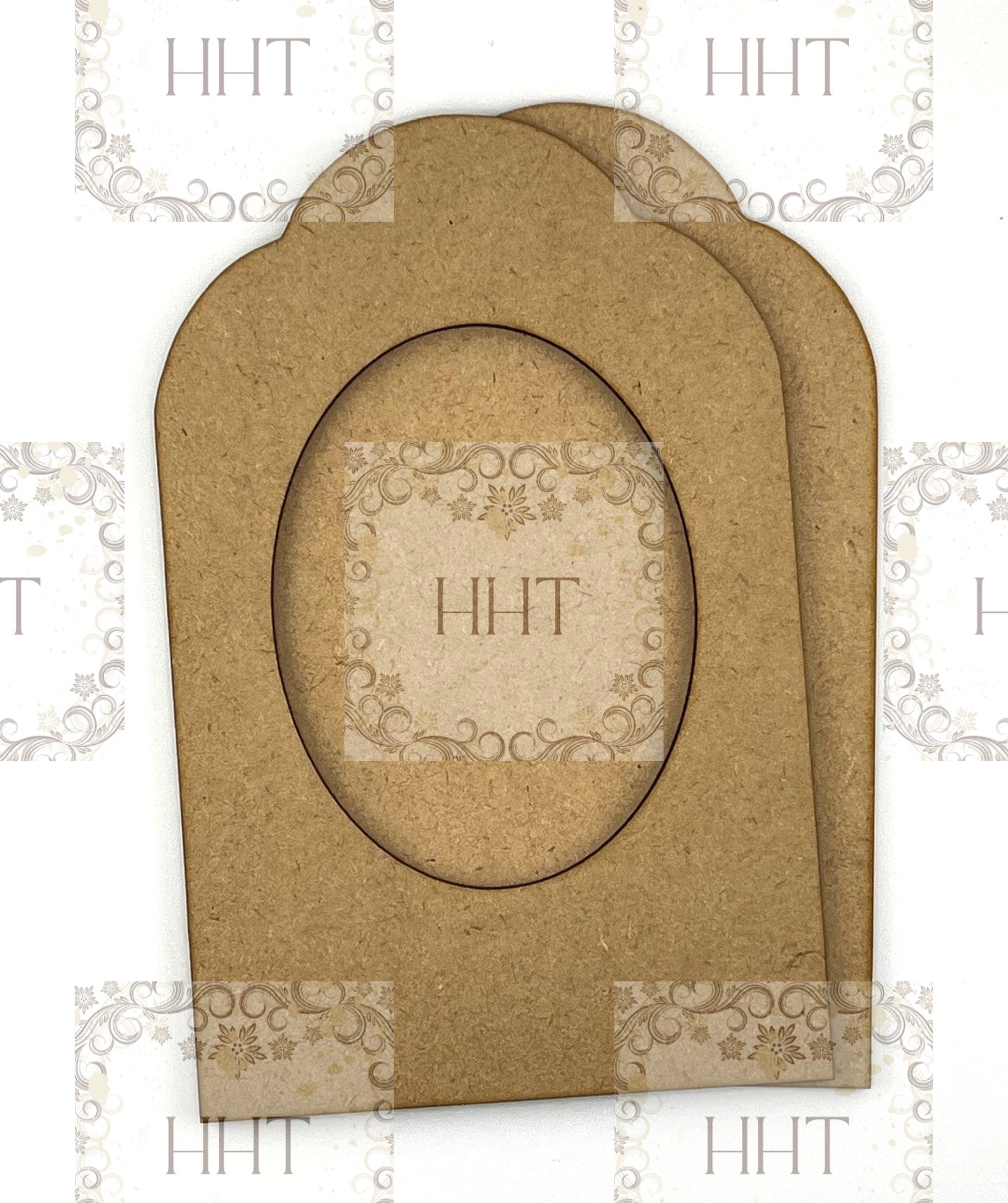 Laser Cut, MDF, Vintage Style, Blank, Base, Panel, Plaque, Frame, IOD Style, Brooches Frame, 2 pc, Decoupage Mixed Media, 2 sizes