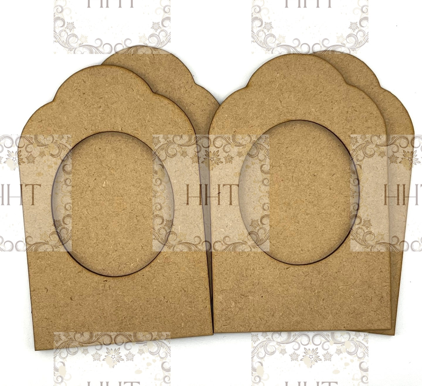 Laser Cut, MDF, Vintage Style, Blank, Base, Panel, Plaque, Frame, IOD Style, Brooches Frame, 2 pc, Decoupage Mixed Media, 2 sizes