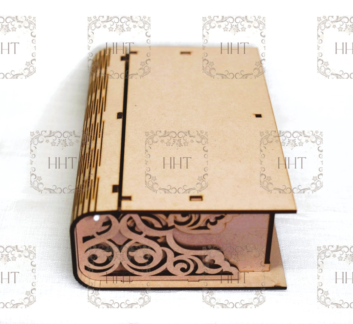 Laser Cut, MDF Book Box, Vintage Style, Base, Blank, Canvas, Decoupage, Mixed Media, Paintable, Craft Kit, Home Decor