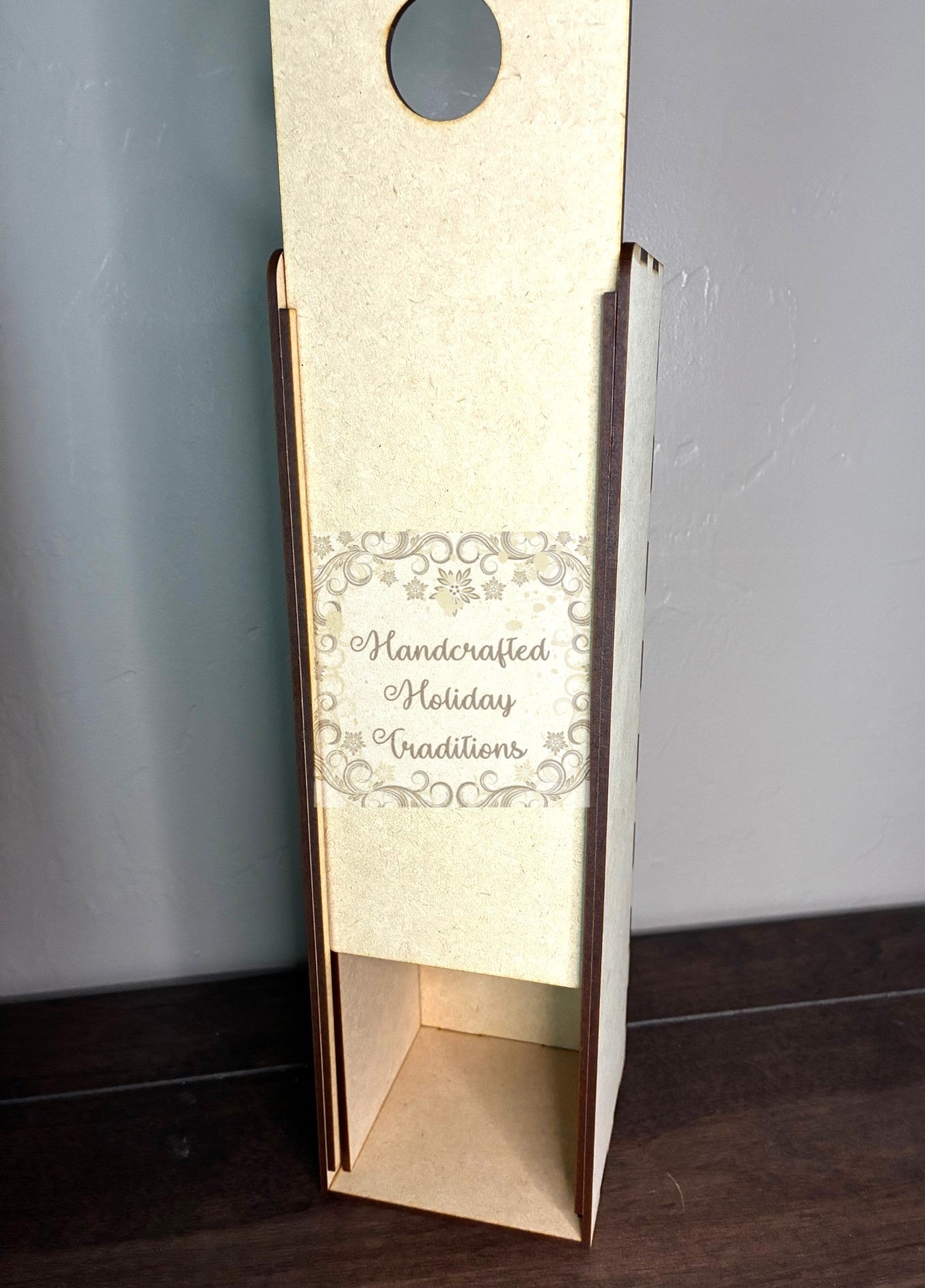 Laser Cut, MDF, Wine, Gift Box, Buildable Kit, Sliding Lid, Craft, Base, Blank, Canvas, Decoupage, Mixed Media, Paintable, 4"w x 13"h x 4"d