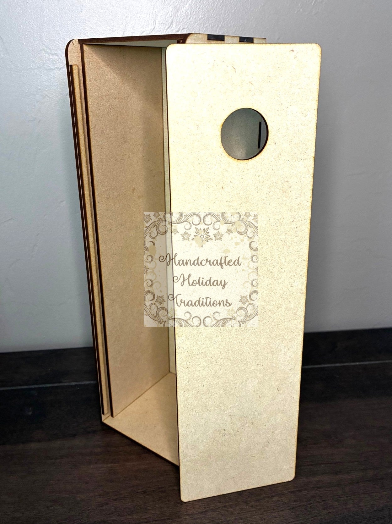 Laser Cut, MDF, Wine, Gift Box, Buildable Kit, Sliding Lid, Craft, Base, Blank, Canvas, Decoupage, Mixed Media, Paintable, 4"w x 13"h x 4"d