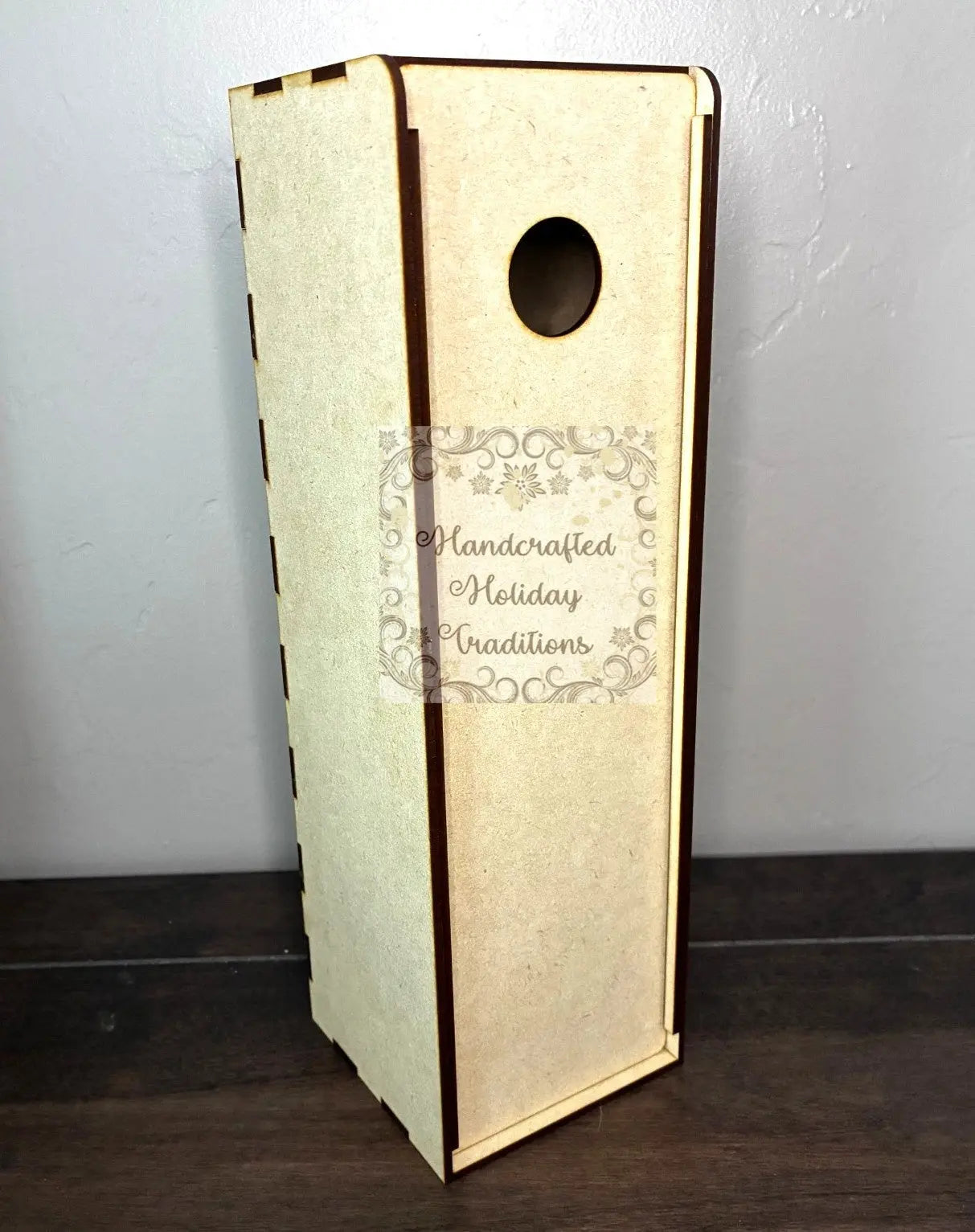 Laser Cut, MDF, Wine, Gift Box, Buildable Kit, Sliding Lid, Craft, Base, Blank, Canvas, Decoupage, Mixed Media, Paintable, 4"w x 13"h x 4"d Handcrafted Holiday Traditions