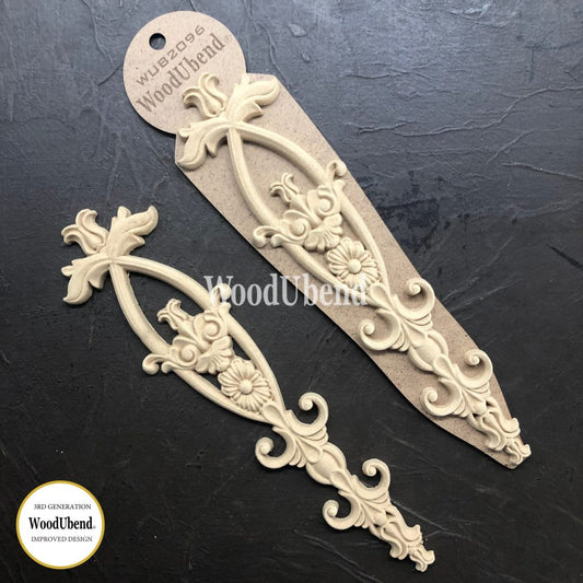 WoodUBend, Pack of 2, Decorative Drops, Floral, Vintage Style, flourishes, Scrolls, WUB2096, 9.456 × 2.364 inches