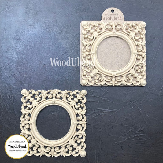 WoodUbend, Pack Of Two, Decorative, Square Frames, Vintage Style, 6.3 × 6.3 in