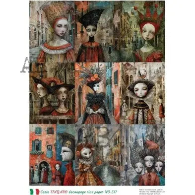 AB Studio, Carte Italiano, Rice Paper, Fantasy, Squares, Fairy Tails, Cards, Shabby Chic, Decoupage, Mixed Media, NO-317, A4 8.27 x 11.69 AB Studio