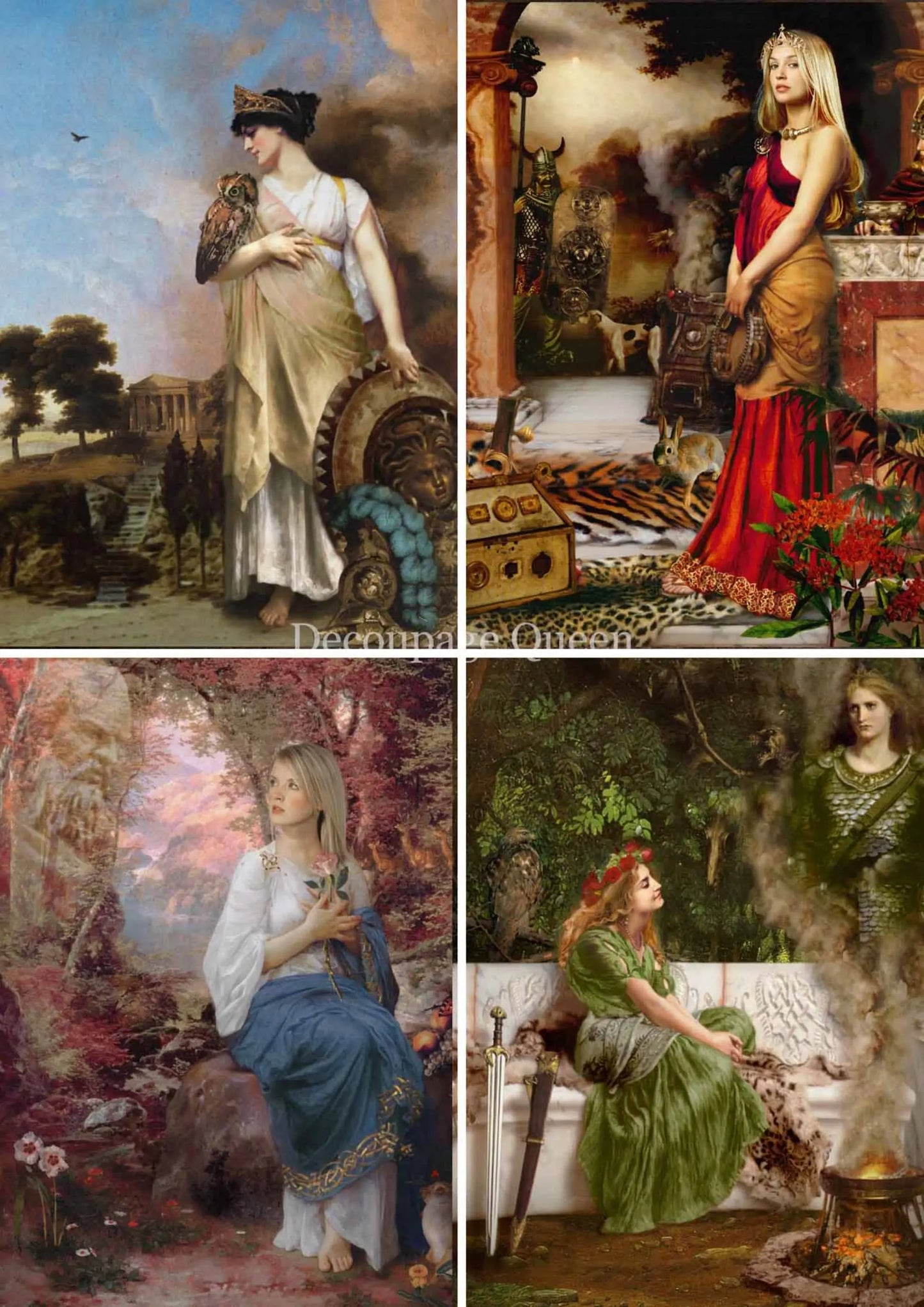 Decoupage Queen, Howard David Johnson, Women of Mythology, DQRP 0333 Size A4, 8.3" X 11.7", Rice Paper for decoupage Decoupage Queen