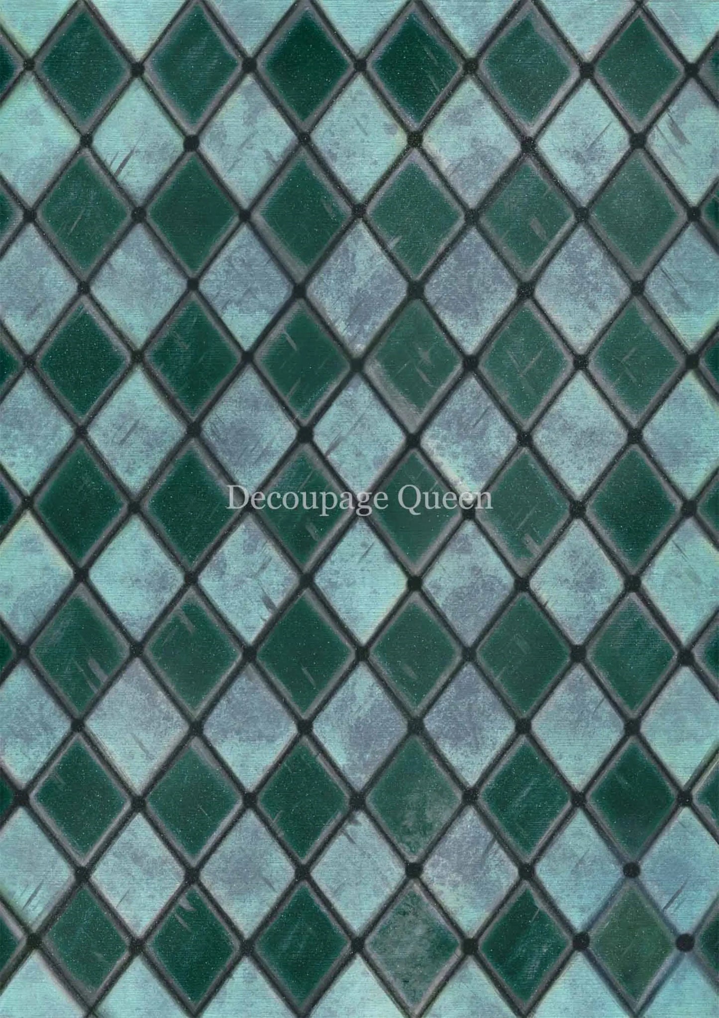 Decoupage Queen Dainty and the Queen Teal Hand painted Harlequin DQRP_0278-A4 Size: A4 - 8.3" X 11.7" Rice Paper for Decoupage Decoupage Queen