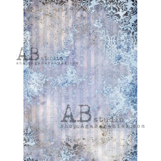 AB Studio Blue Vintage Stripes #0096 Size: A4 - 8.27 X 11.69 inches Rice Paper for Decoupage Imported from Poland
