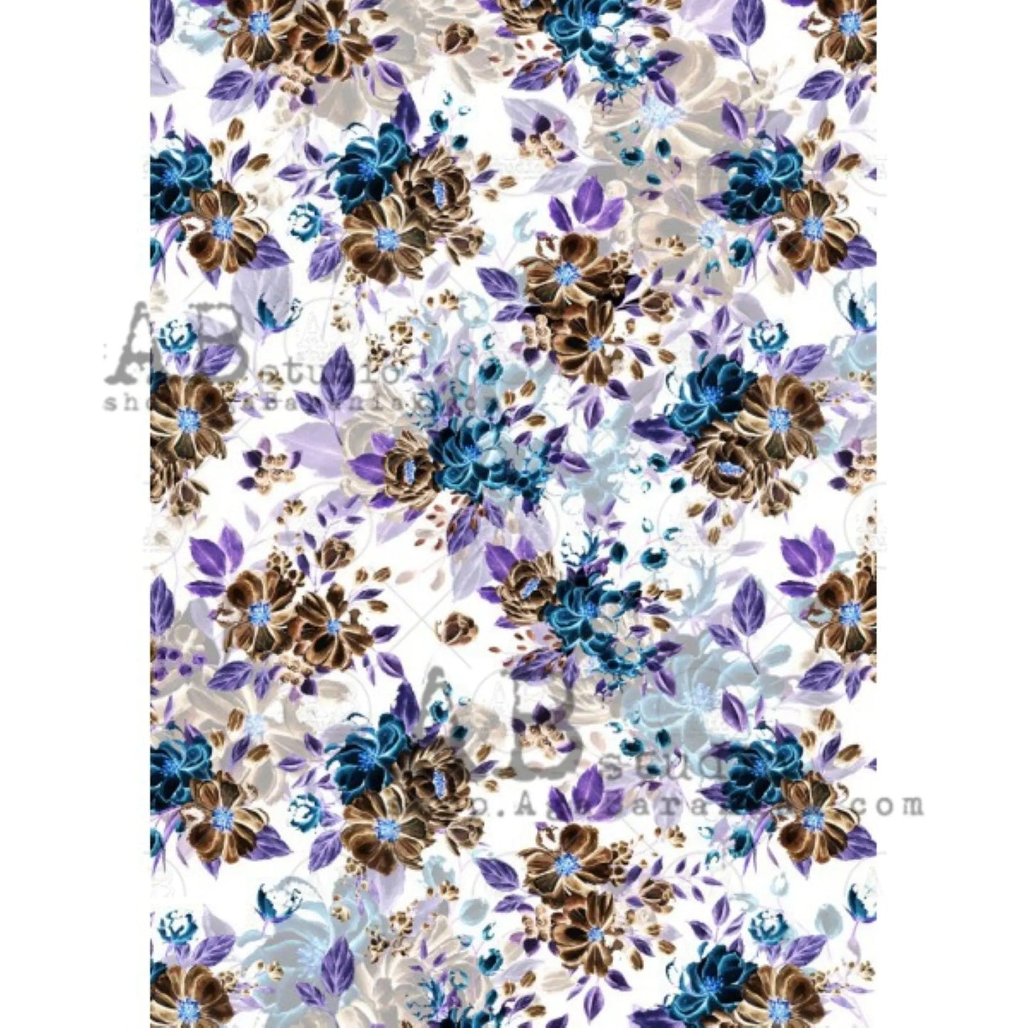 AB Studio Floral Style Design #0100 Size: A4 - 8.27 X 11.69 inches Rice Paper for Decoupage Imported from Poland AB Studio