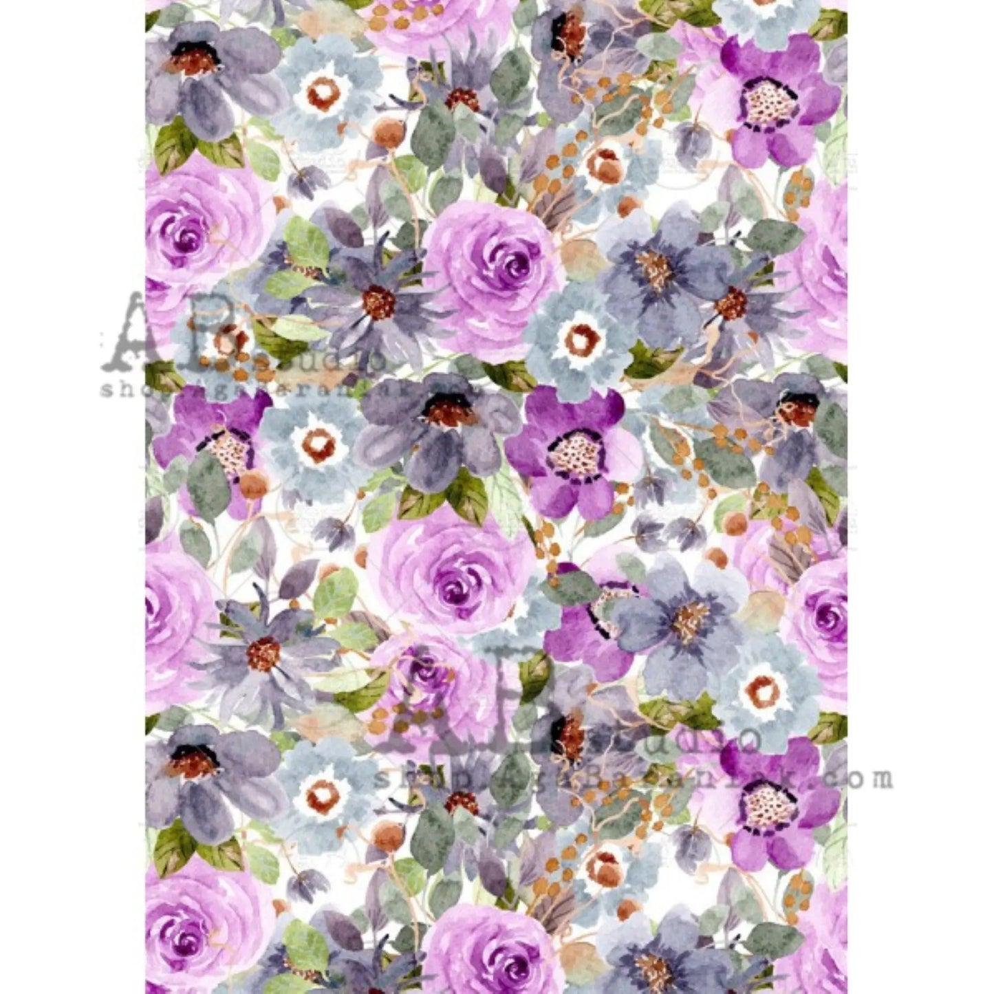 AB Studio Floral Style Design #0124 Size: A4 - 8.27 X 11.69 inches Rice Paper for Decoupage Imported from Poland AB Studio