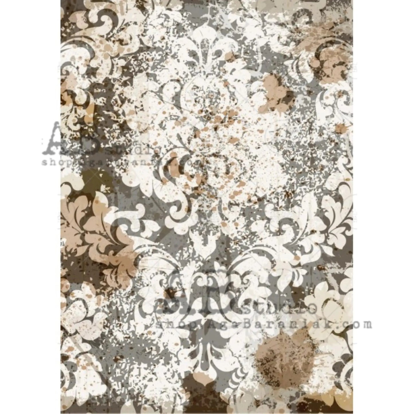 AB Studio Brocade Style Design #0168 Size: A4 - 8.27 X 11.69 inches Rice Paper for Decoupage Imported from Poland AB Studio