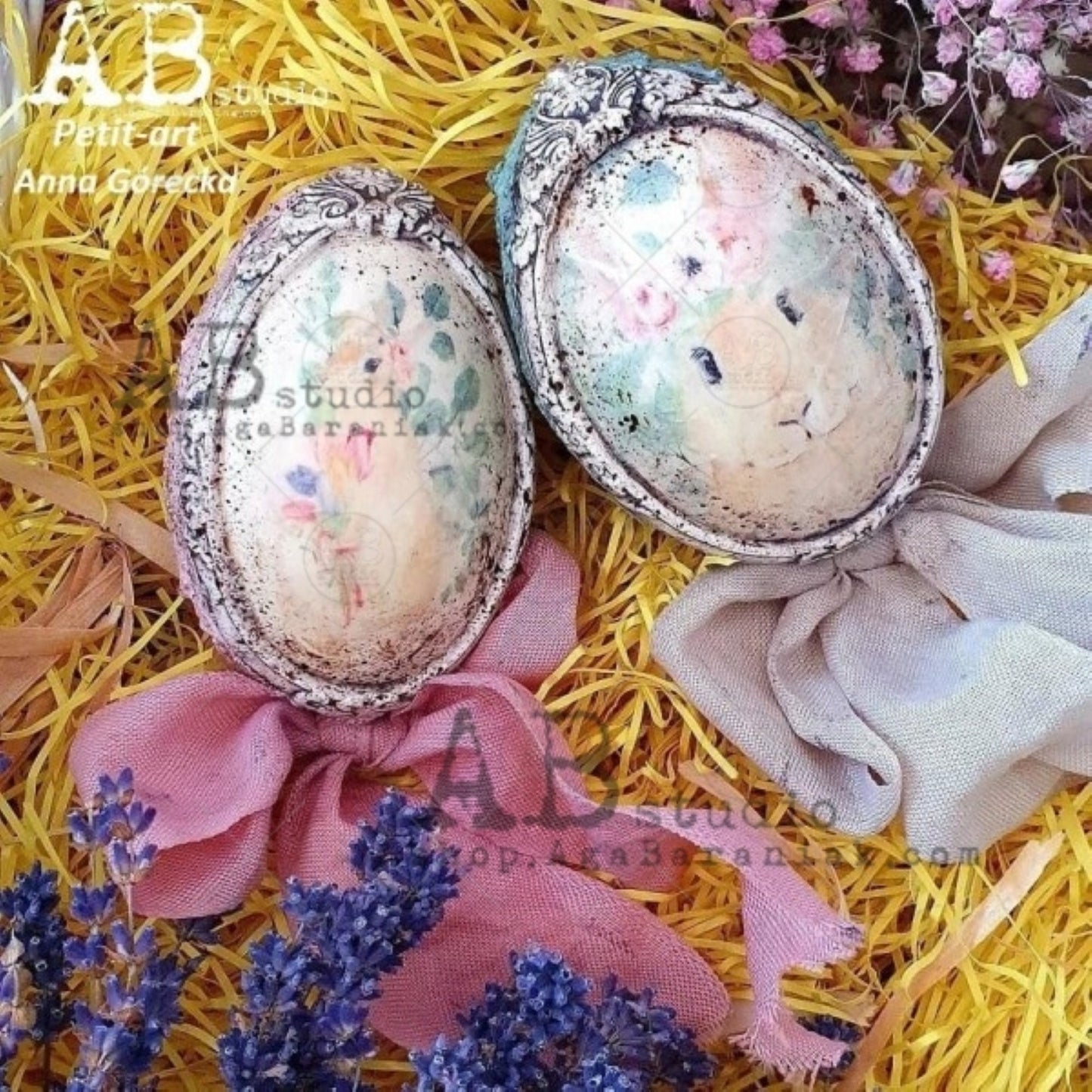 AB Studio Easter Bunny #0566 Size: A4 - 8.27 X 11.69 inches Rice Paper for Decoupage Imported from Poland