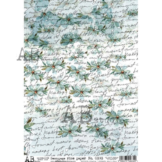 AB Studio Blue Daisies Floral Style Design #0898 Size: A4 - 8.27 X 11.69 inches Rice Paper for Decoupage Imported from Poland