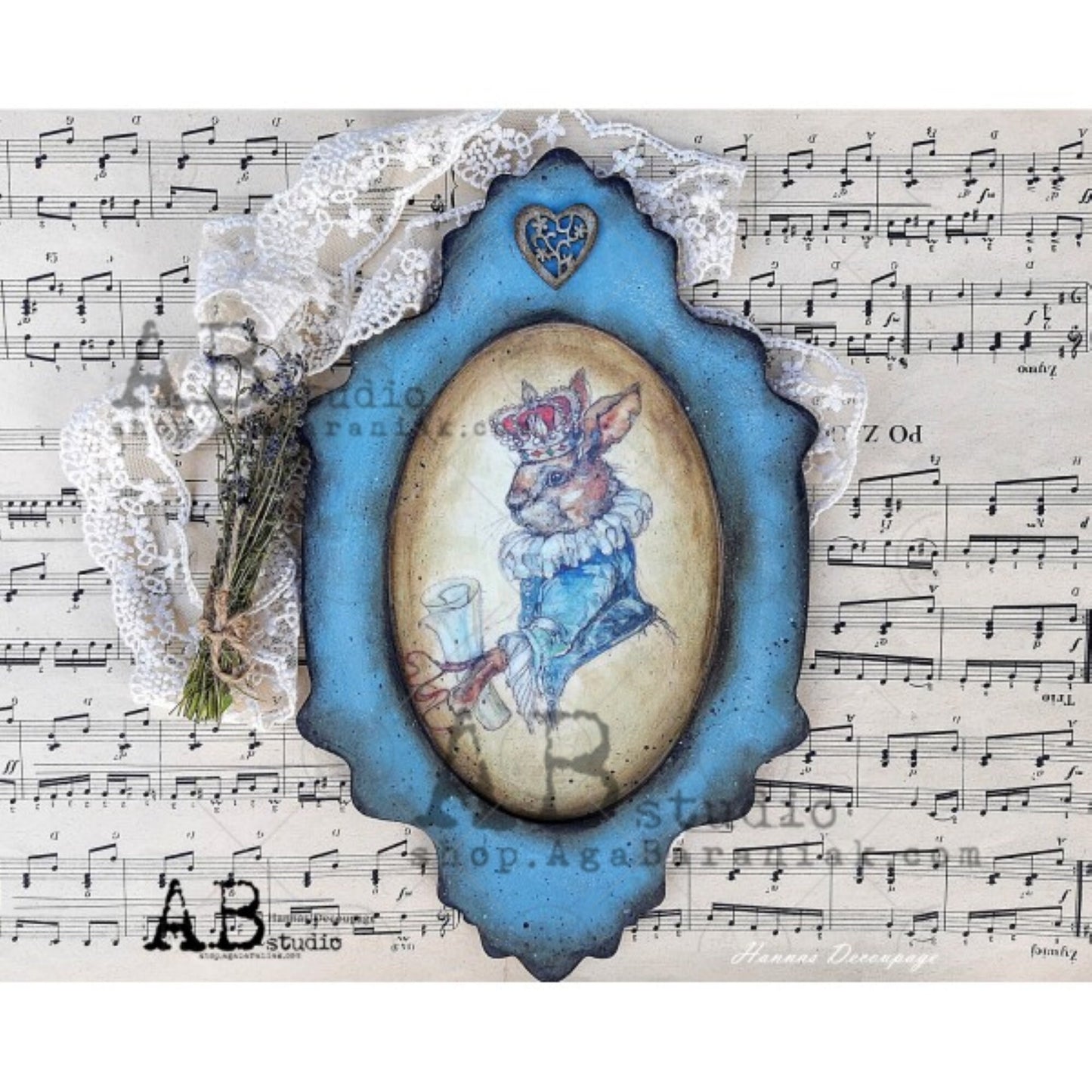 AB Studio Royal Rabbits #0221 Size: A4 - 8.27 X 11.69 inches Rice Paper for Decoupage Imported from Poland