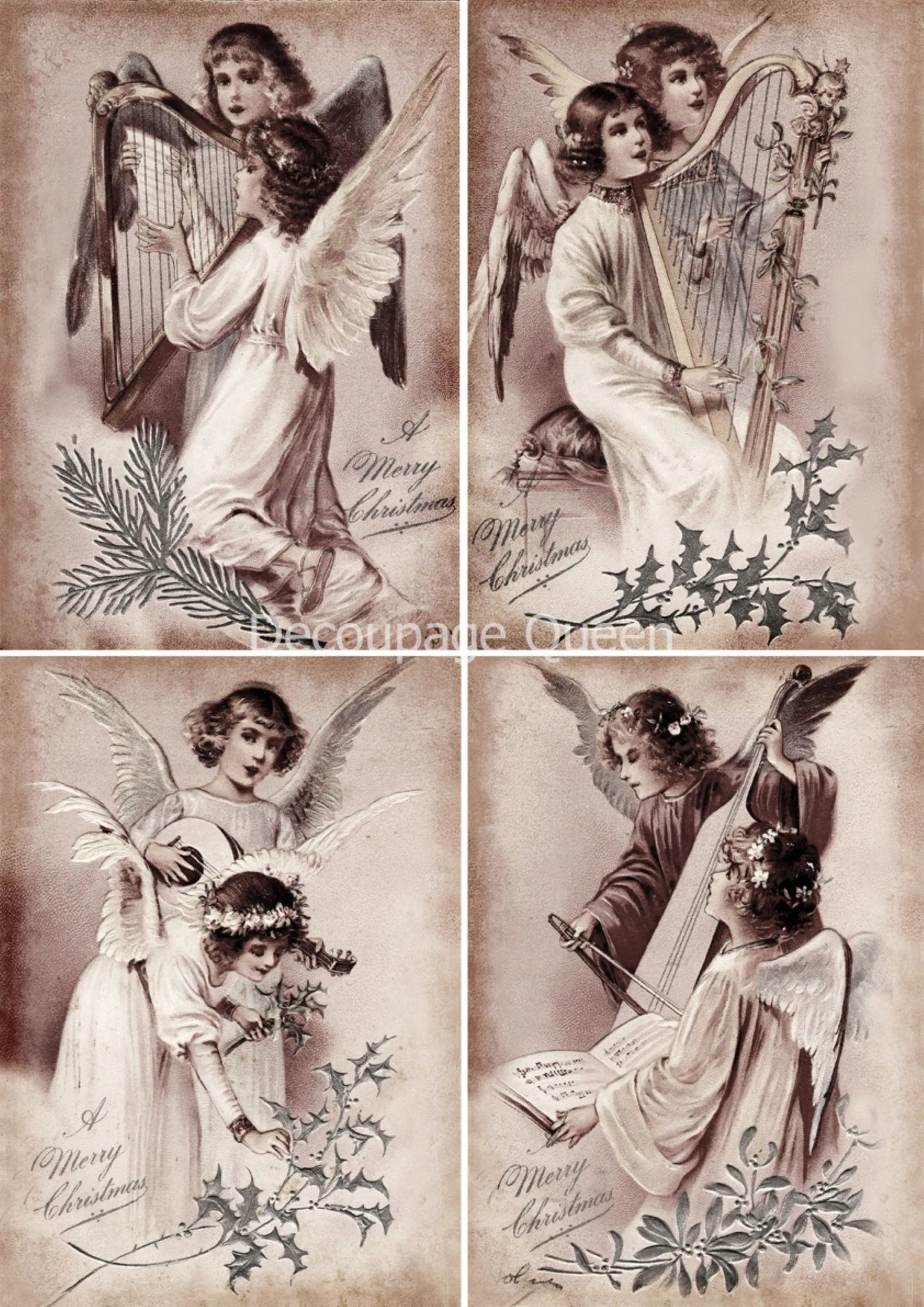 Decoupage Queen Choral Angels Christmas 2022 Christmas Rice Paper DQRP_0366-A4 Decoupage Queen