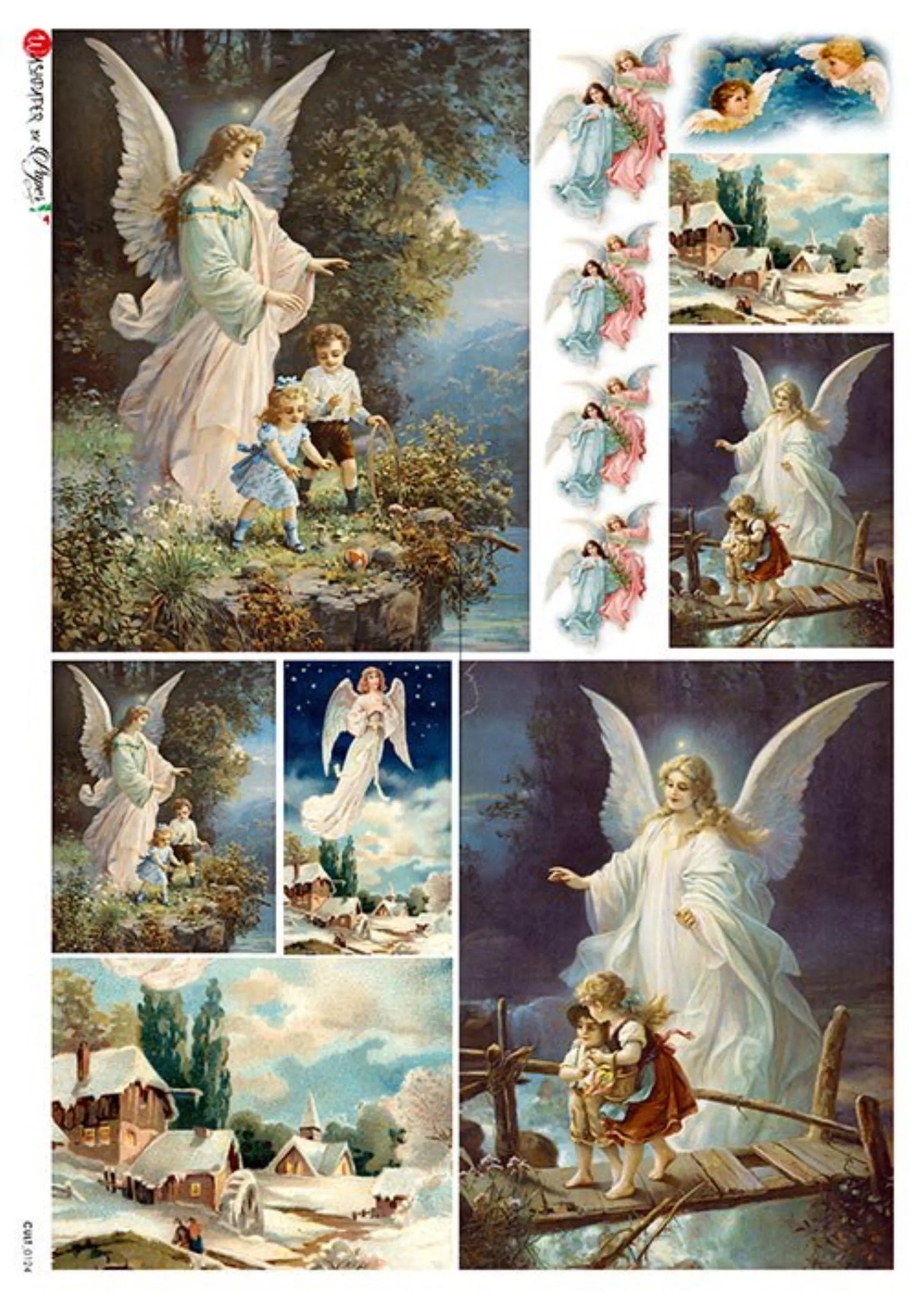 Paper Designs, Culture, 0124, Rice Paper, Angels Watching, PD CULT 0124, A4 Designed in Italy Paper Designs