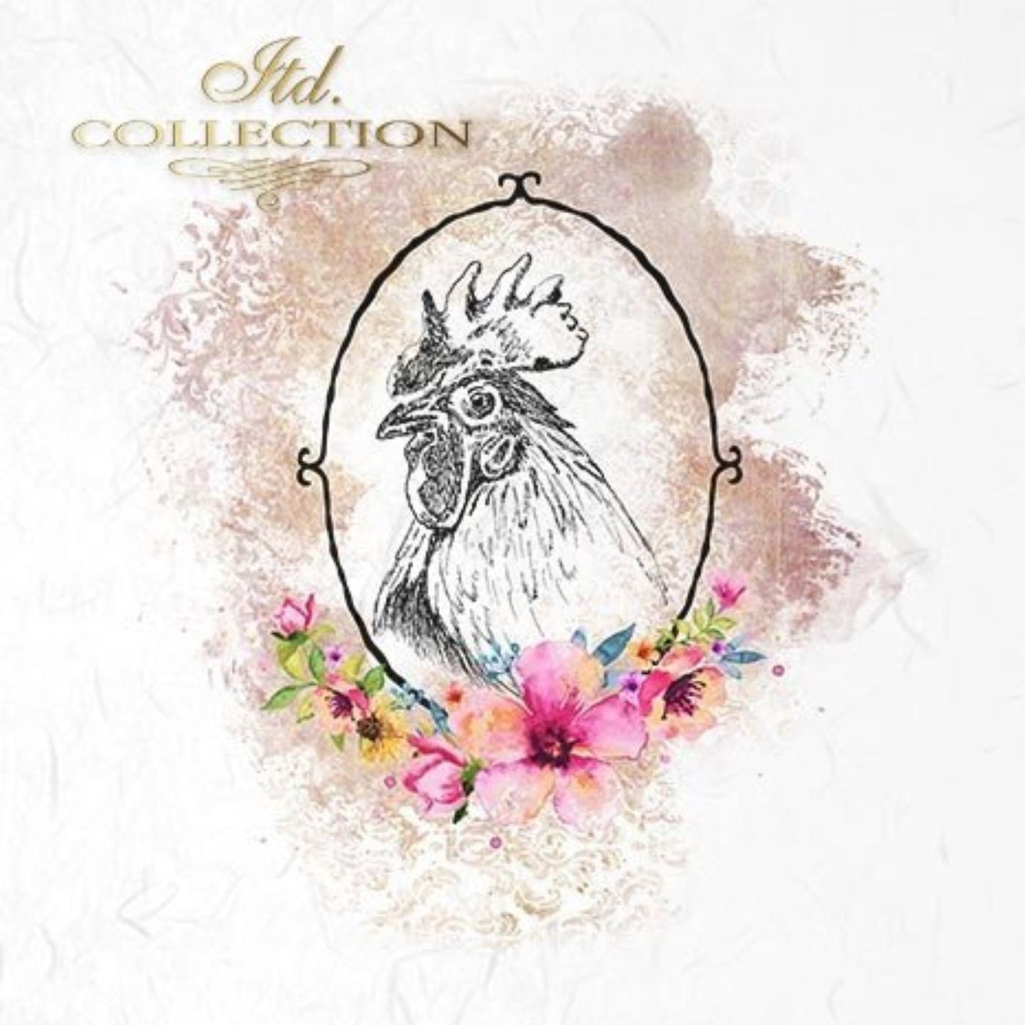 ITD Collection Rice Paper Mini Set for Decoupage RSM008, 6 sheets of rice paper 14,8x14,8 cm, Farm Animals, Cow, Rooster, Hen, goat, dog