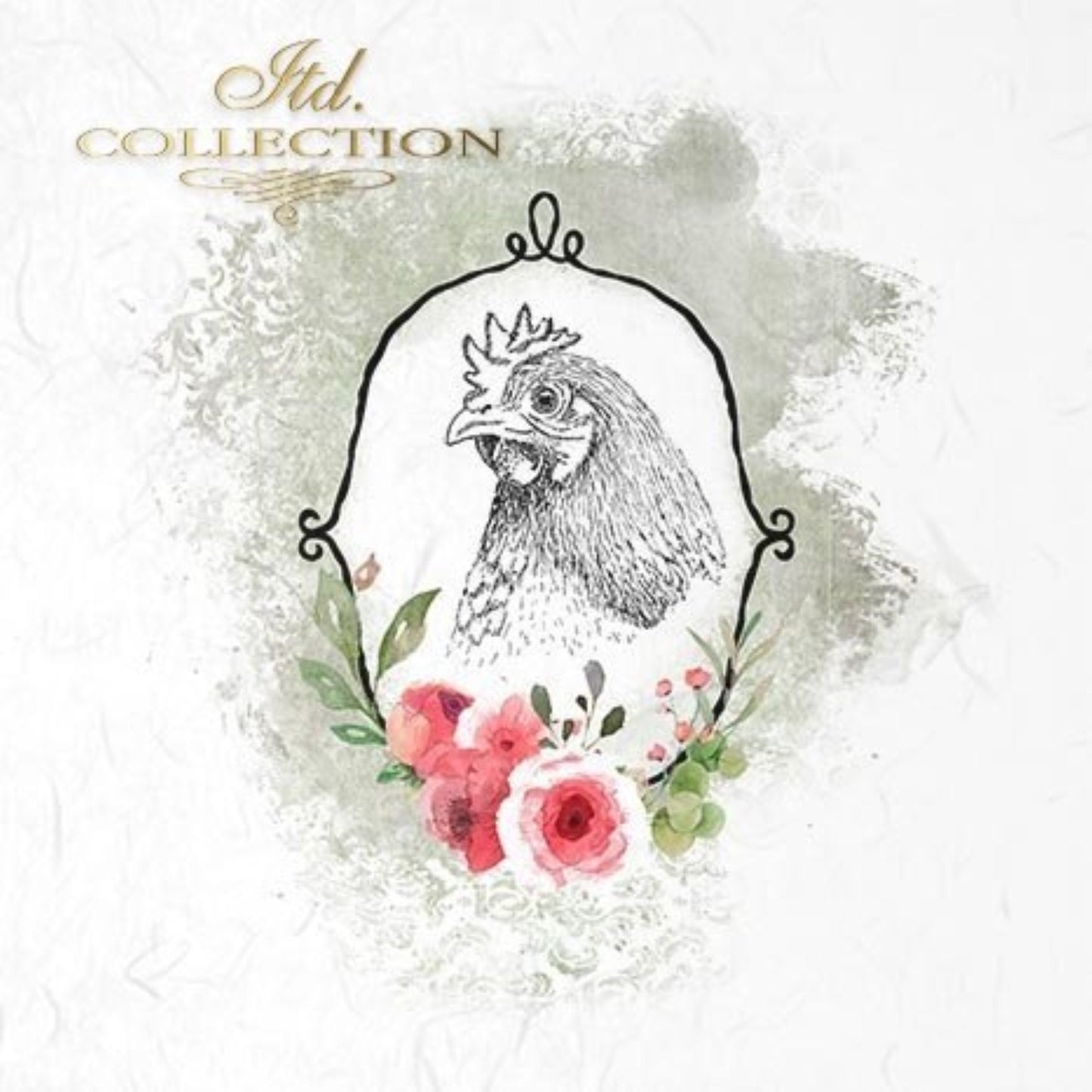 ITD Collection Rice Paper Mini Set for Decoupage RSM008, 6 sheets of rice paper 14,8x14,8 cm, Farm Animals, Cow, Rooster, Hen, goat, dog