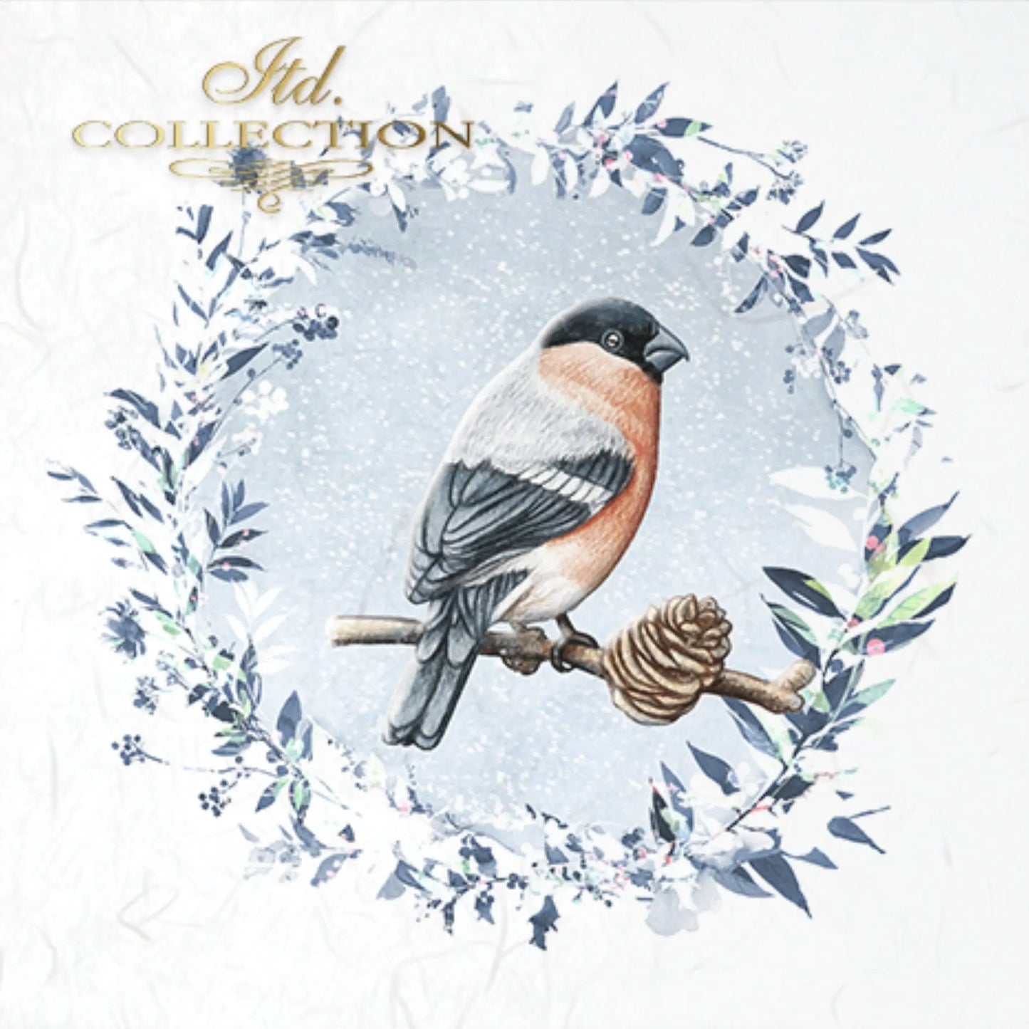 ITD Collection Rice Paper Mini Set for Decoupage RSM049, 6 sheets of rice paper 14,8x14,8 cm, ice, snow, winter birds, Christmas wreaths ITD Collection