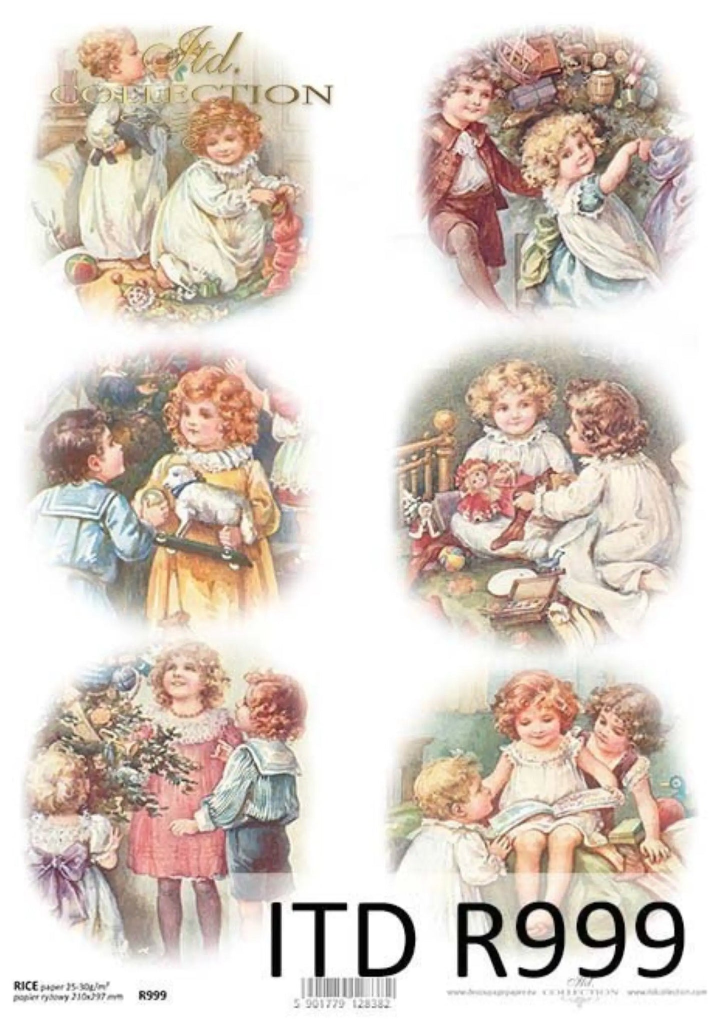 ITD Collection Rice Paper for Decoupage R0999, Size A4 - 210x297 mm, 8.27x11.7 inch, Christmas, baby, kids, gifts, toys, rounds ITD Collection