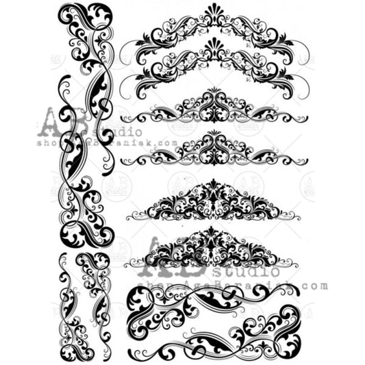 AB Studio Shabby Chic gold gilded rice paper 0186, vintage, flourishes, baroque, Decoupage Size: A4 - 8.27 X 11.69 inches Imported Poland