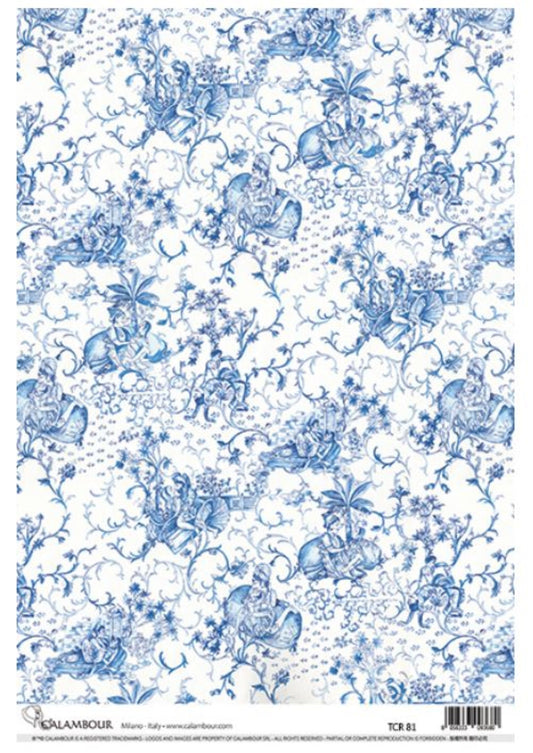 Calambour, Italian Design, Whimsical, Kama Sutra, Toile, Wallpaper, Background, TCR81 A3 Rice Paper Decoupage 31.75 x 44.5 cm 12.5 x 17.5 in